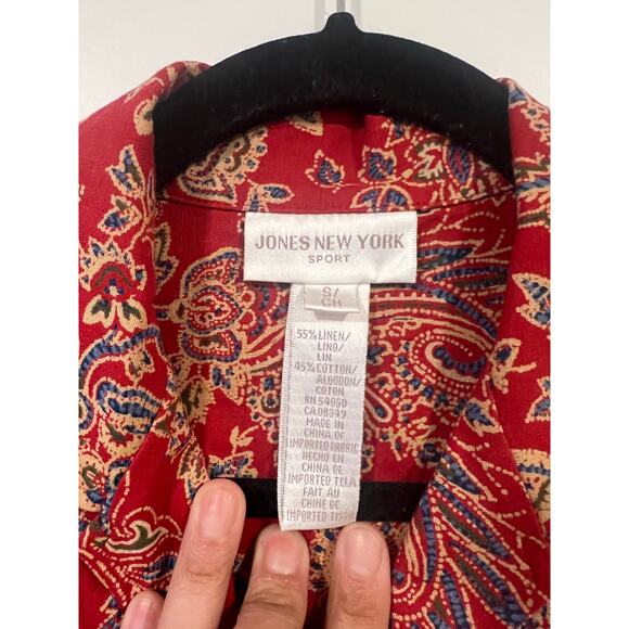 Women’s Jones New York Sport Linen Cotton Floral Button down Blouse S - Picture 4 of 5